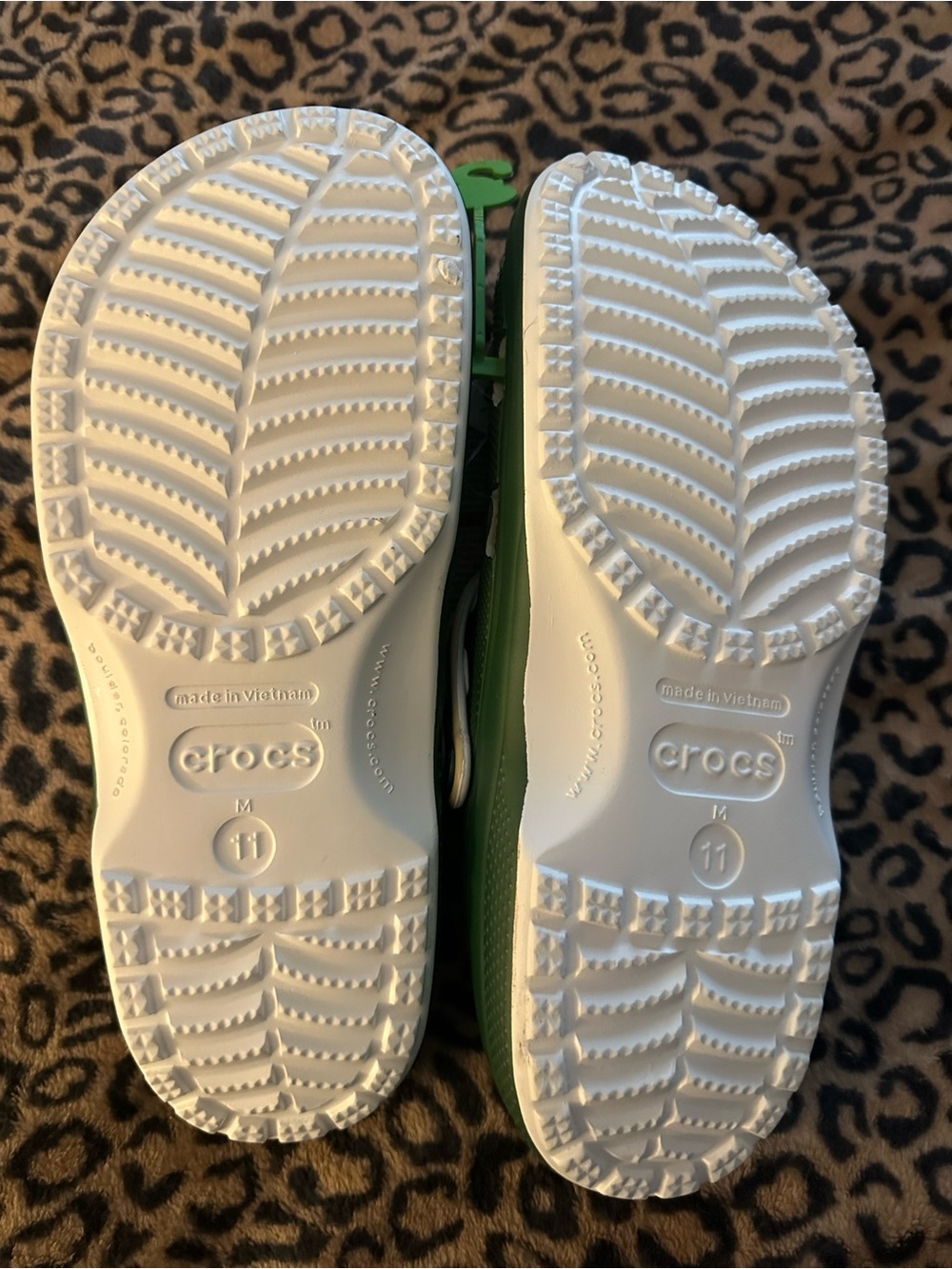 CROCS Green and Cream Graphic Slip-On Clogs - Picture 2 of 3